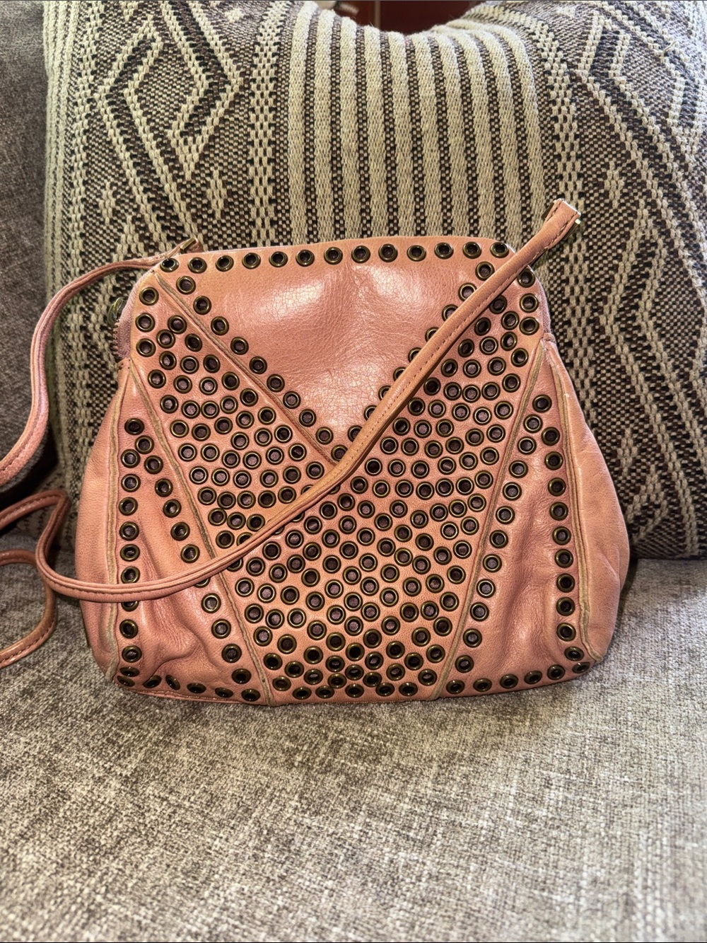 Kooba Pink Leather Studded Crossbody Bag - Picture 5 of 7
